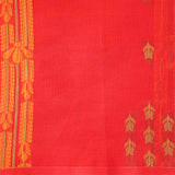 Handwoven red consecrated cotton with thin silver stripes