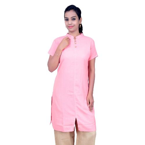 Ladies AUM Kurta in Pink Cotton