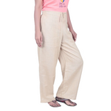 Ladies Draw String Pants Beige Cotton