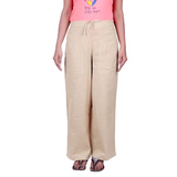 Ladies Draw String Pants Beige Cotton
