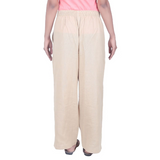Ladies Draw String Pants Beige Cotton