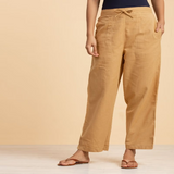 Ladies Draw String Pants Khaki Cotton
