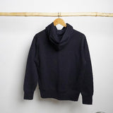 100 % Cotton Knitted Adiyogi Hoodie - Navy Blue