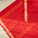 Devi Energised Cotton Saree – Vibrant Red with Golden Paisley Woven Border