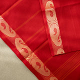 Devi Energised Cotton Saree – Vibrant Red with Golden Paisley Woven Border