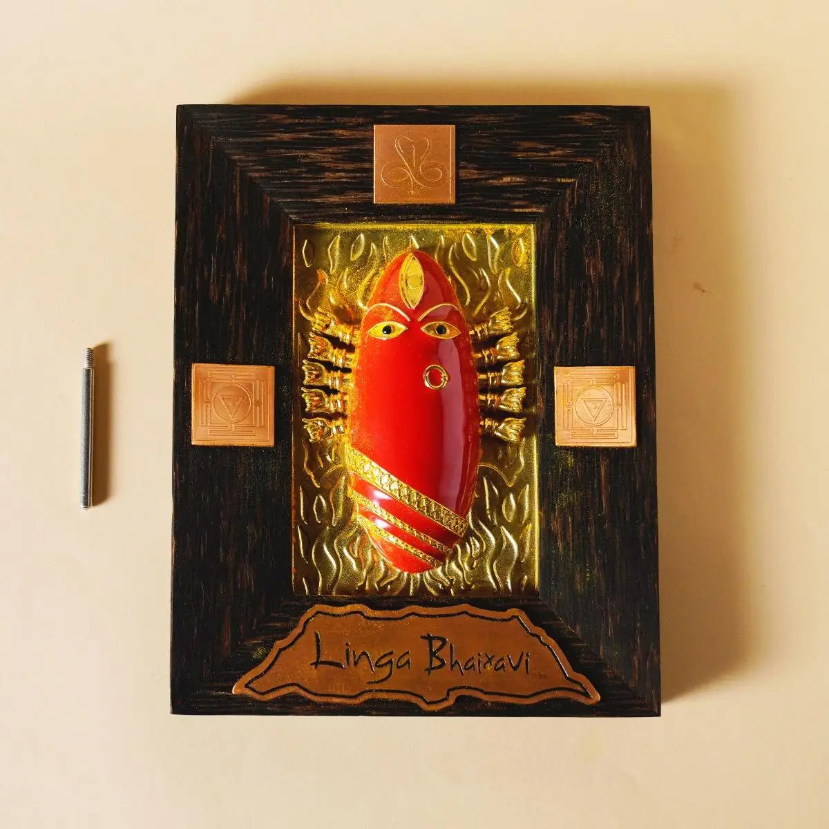 Brass linga Bhairavi panel Red (KumKum)
