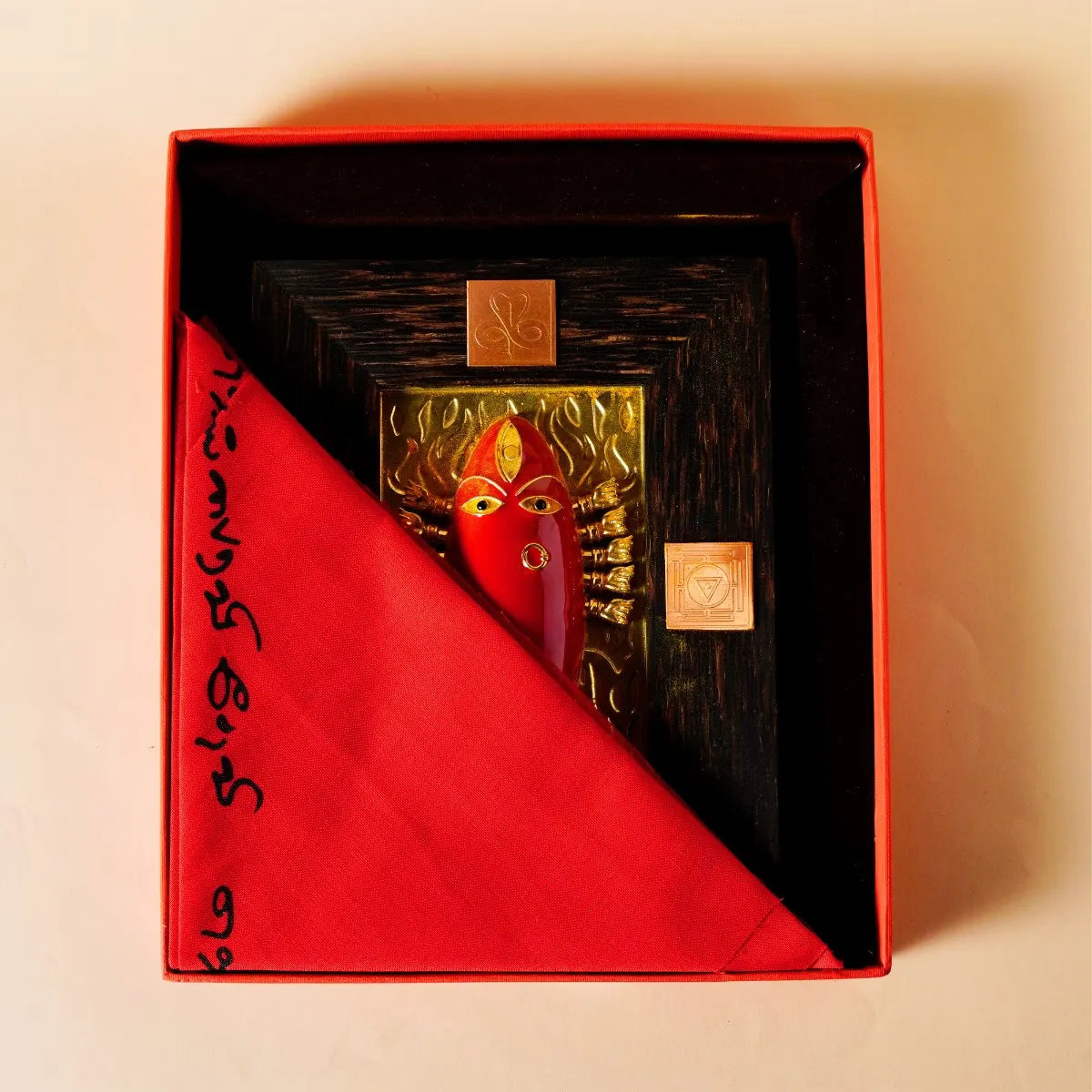 Brass linga Bhairavi panel Red (KumKum)