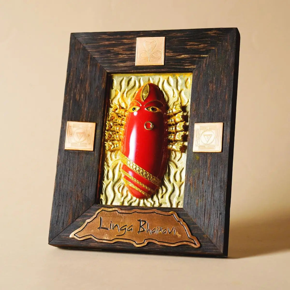 Brass linga Bhairavi panel Red (KumKum)