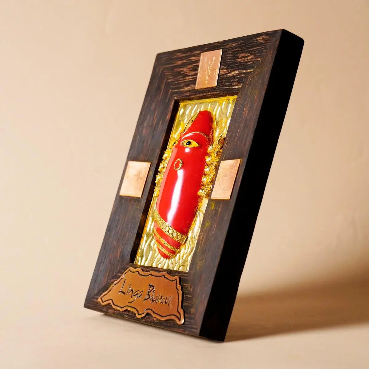 Brass linga Bhairavi panel Red (KumKum)