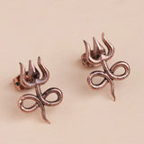 Infinity Trisul Copper Earrings