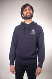 100 % Cotton Knitted Adiyogi Hoodie - Navy Blue