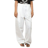 Ladies Draw String Sadhana Pants White Cotton