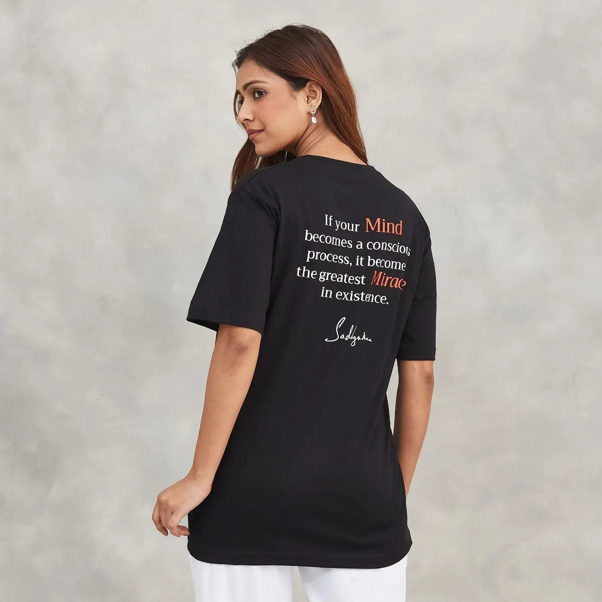 Miracle of Mind Black Cotton T-Shirt - Tree