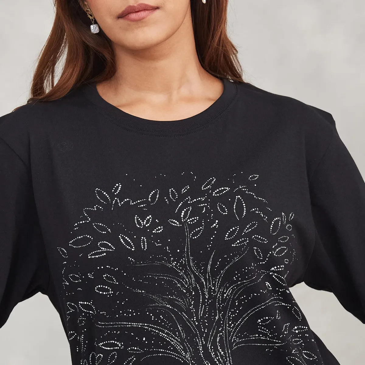 Miracle of Mind Black Cotton T-Shirt - Tree