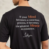 Miracle of Mind Black Cotton T-Shirt - Sadhguru