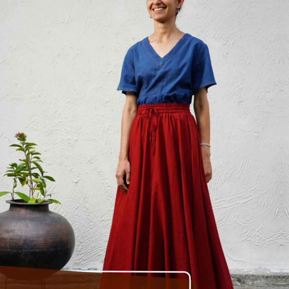 Mulmul Plain Skirt Red