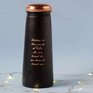 Sleek Copper Water Bottle Sadhguru Quote - Black