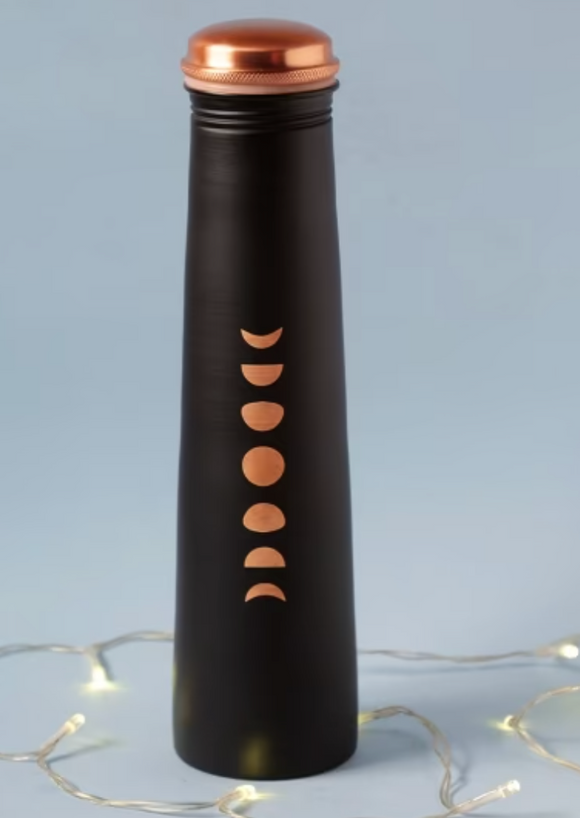 Sleek Copper Water Bottle Mystic Moon - Black