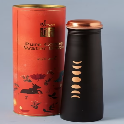 Sleek Copper Water Bottle Mystic Moon - Black