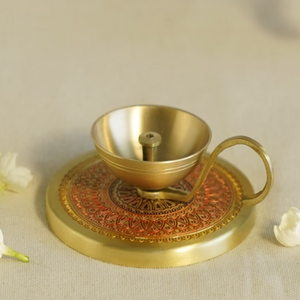 Hand Enamelled brass diya