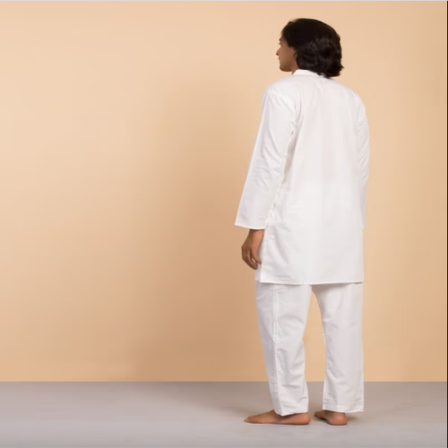 Mens Cotton Sadhana Kurta - White