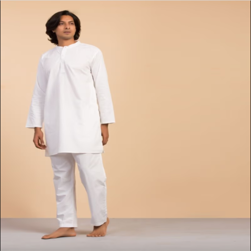 Mens Cotton Sadhana Kurta - White