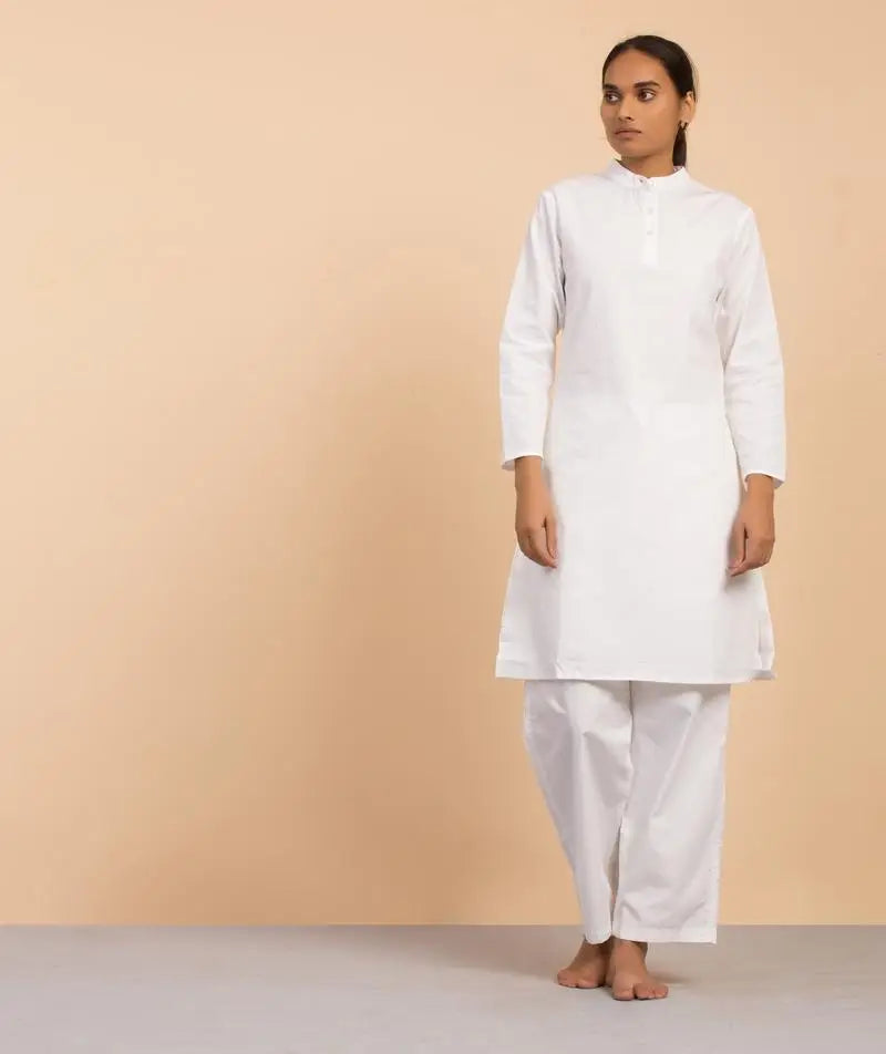 Womens Cotton Sadhana Kurta - White
