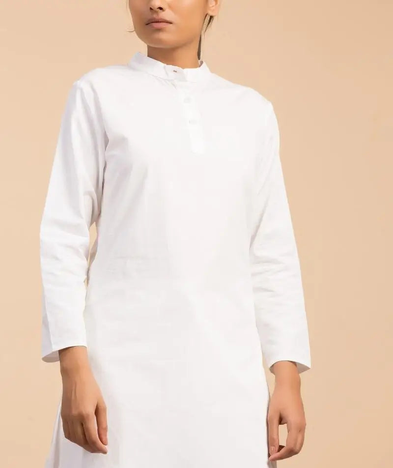 Womens Cotton Sadhana Kurta - White