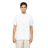 Kurta- Aum- White Cotton