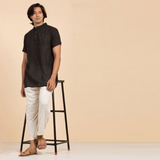 Kurta Linen/Cotton - Short Sleeve Black