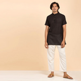 Kurta Linen/Cotton - Short Sleeve Black