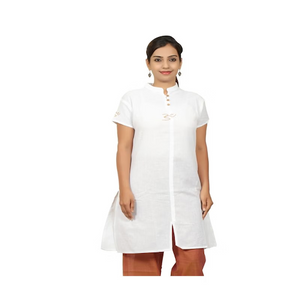 Ladies AUM Kurta in White Organic Cotton