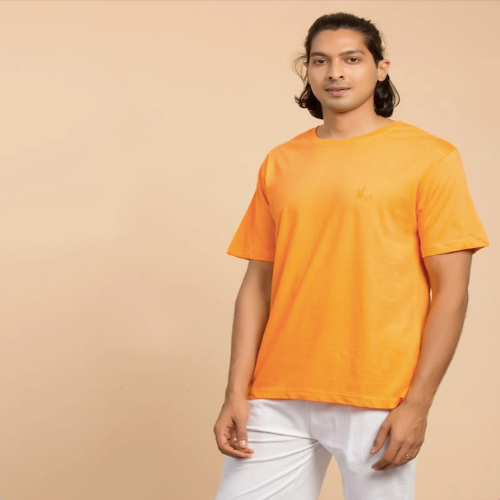 Unisex Cotton Short Sleeve Sadhana T-Shirt - Orange