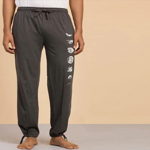 Unisex Moon Printed Track Pants - Dark Grey