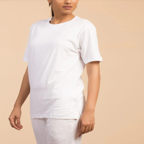 Unisex Cotton Short Sleeve Sadhana T-Shirt - White