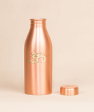 Copper Water Bottle in Matte Finish with Brass Aum
