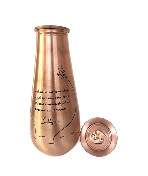 Copper Water Bottle Engraved with Sadhguru Quote, 700 ml