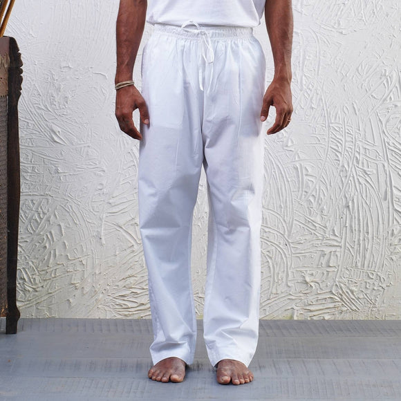 Organic Mens Draw String Sadhana Pants White