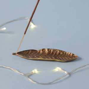 Brass Incense Holder long leaf