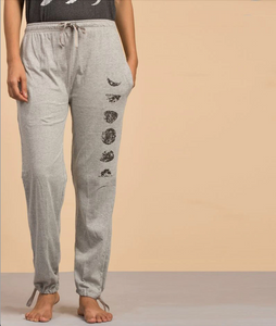 Unisex Moon Printed Track Pants - Light Grey
