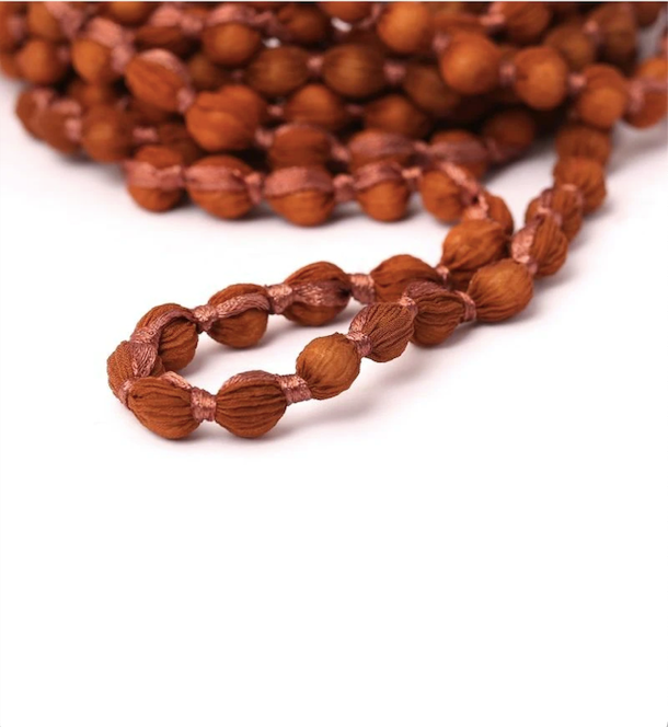 Wooden and Fabric Necklace - Brown